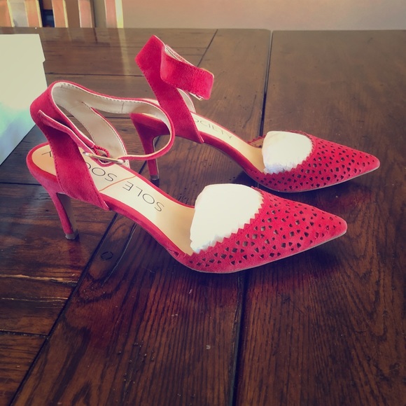 Soul Society Red Suede Heels - Picture 1 of 5